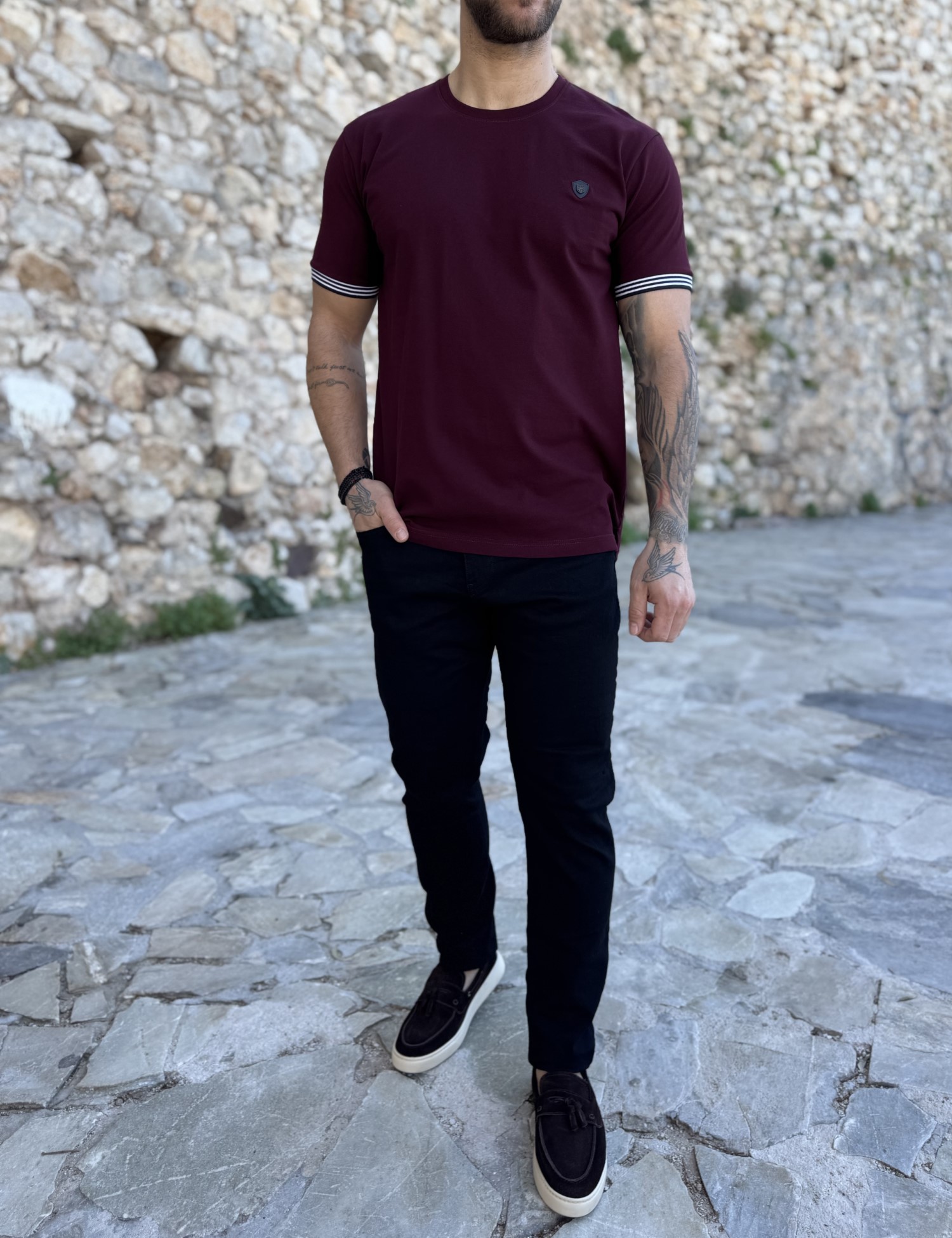 Ανδρικό μαύρο τζιν ελαστικό ίσια γραμμή GB5738 φωτογραφία